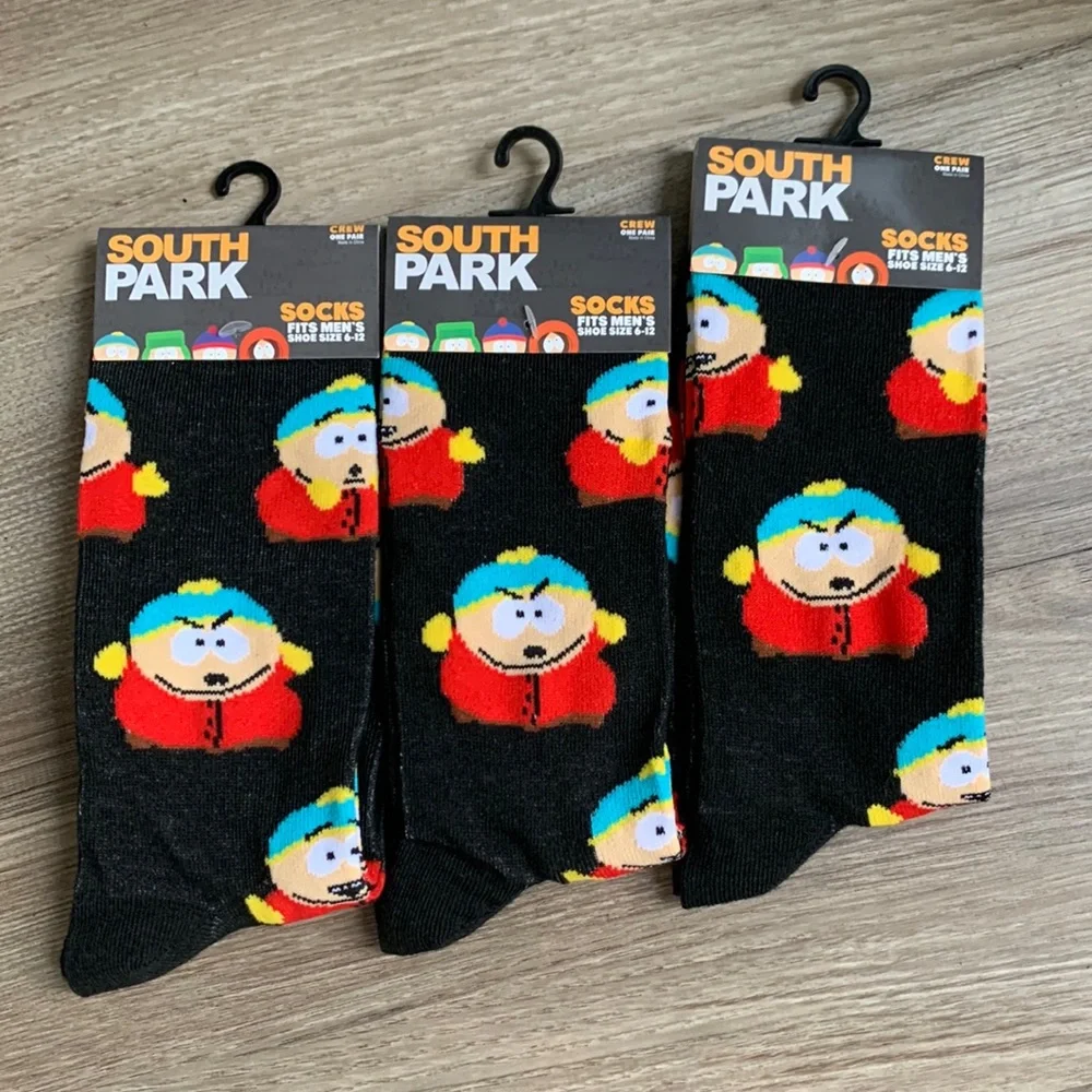 3 Pairs Eric Cartman South Park Crew Socks Men Shoe 6-12 SouthPark Unisex Fun 🆕